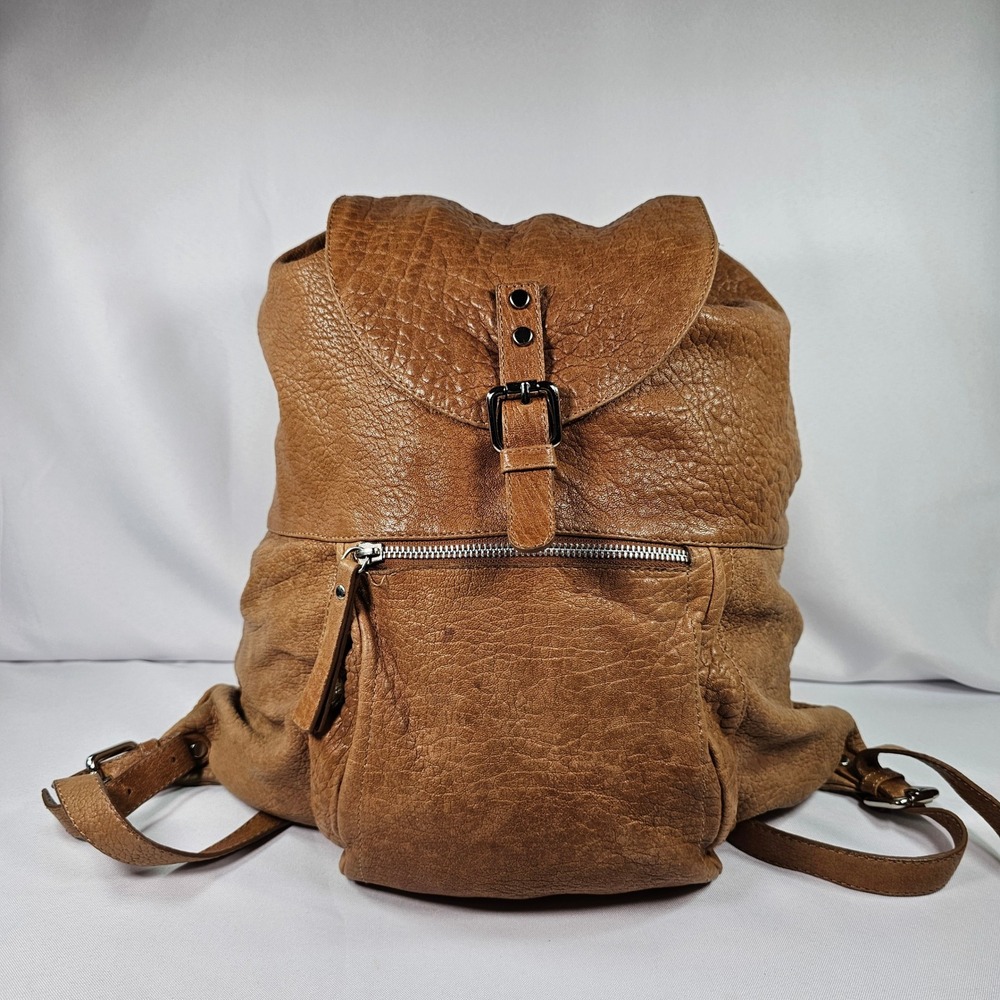 Gianni Notaro Genuine Leather Distressed Brown Backpack Made in Italy Buckle